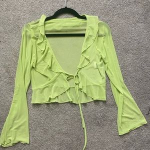 Long sleeve mesh tie up top